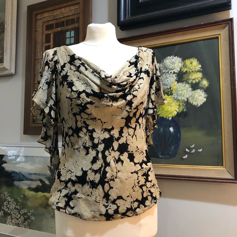 Carmen Marc Valvo Collection beaded silk top